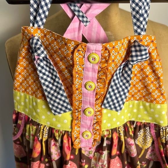 Matilda Jane pink and brown with trees dress size 6 - Picture 2 of 6